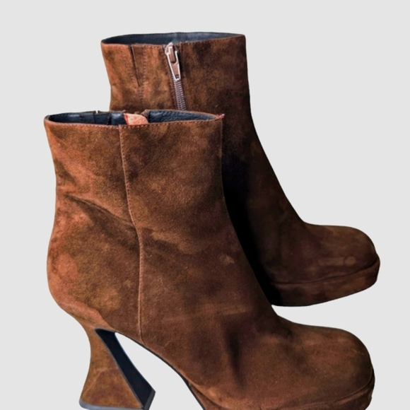 Jeffrey Campbell Humanity Zip Platform Bootie In Brown Suede...Size 9.5 - Picture 5 of 9